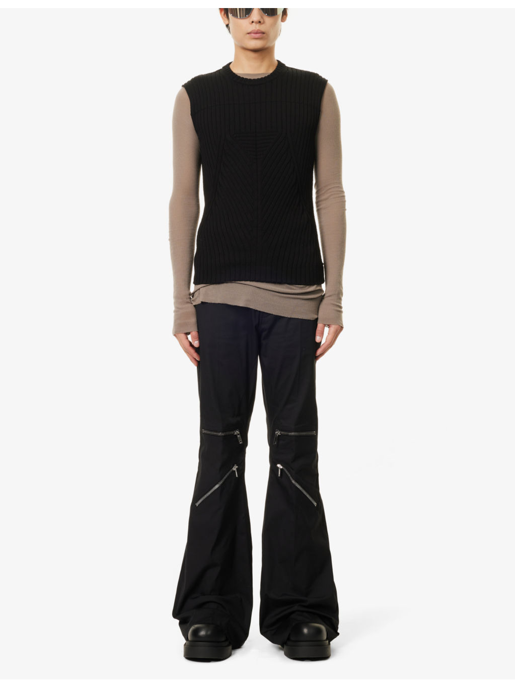 Bolan Flared-Leg Regular-Fit Stretch-Cotton Trousers - 2