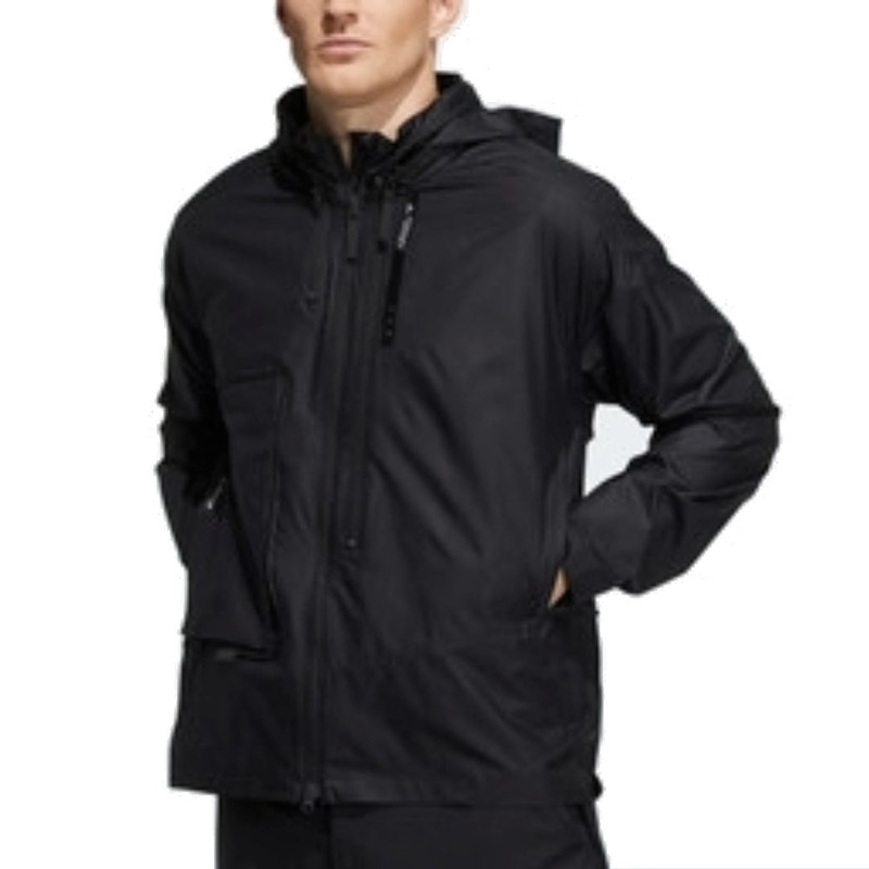 adidas adidas Solid Color Athletic Hooded Zipper Jacket 'Black' H13868 outlook