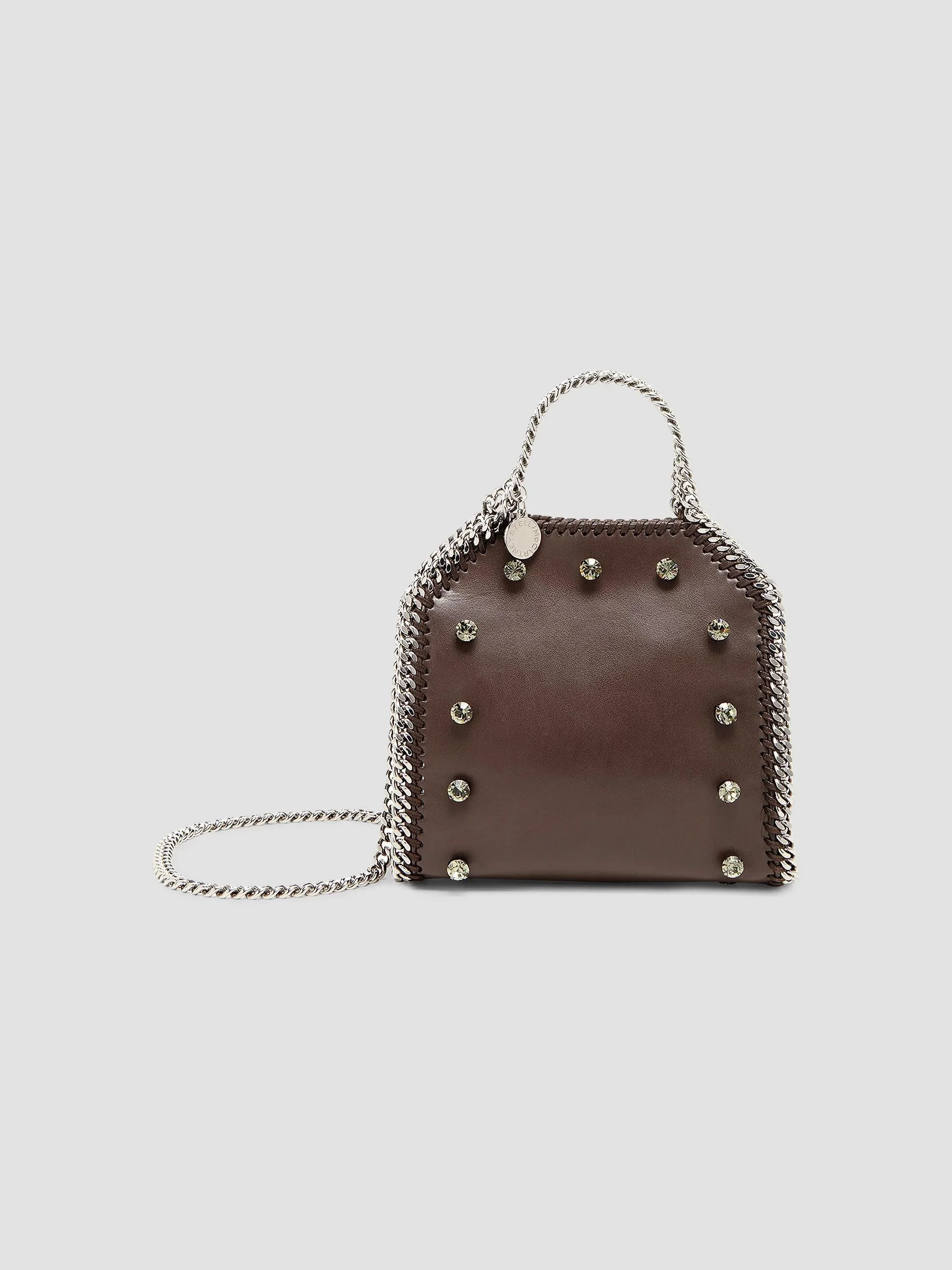 Women's Falabella Tiny Crystal Studded Shoulder Bag - Dark Taupe - 1
