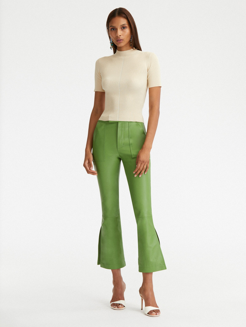 Oscar de la Renta SHORT SLEEVE MOCK NECK RIBBED PULLOVER outlook
