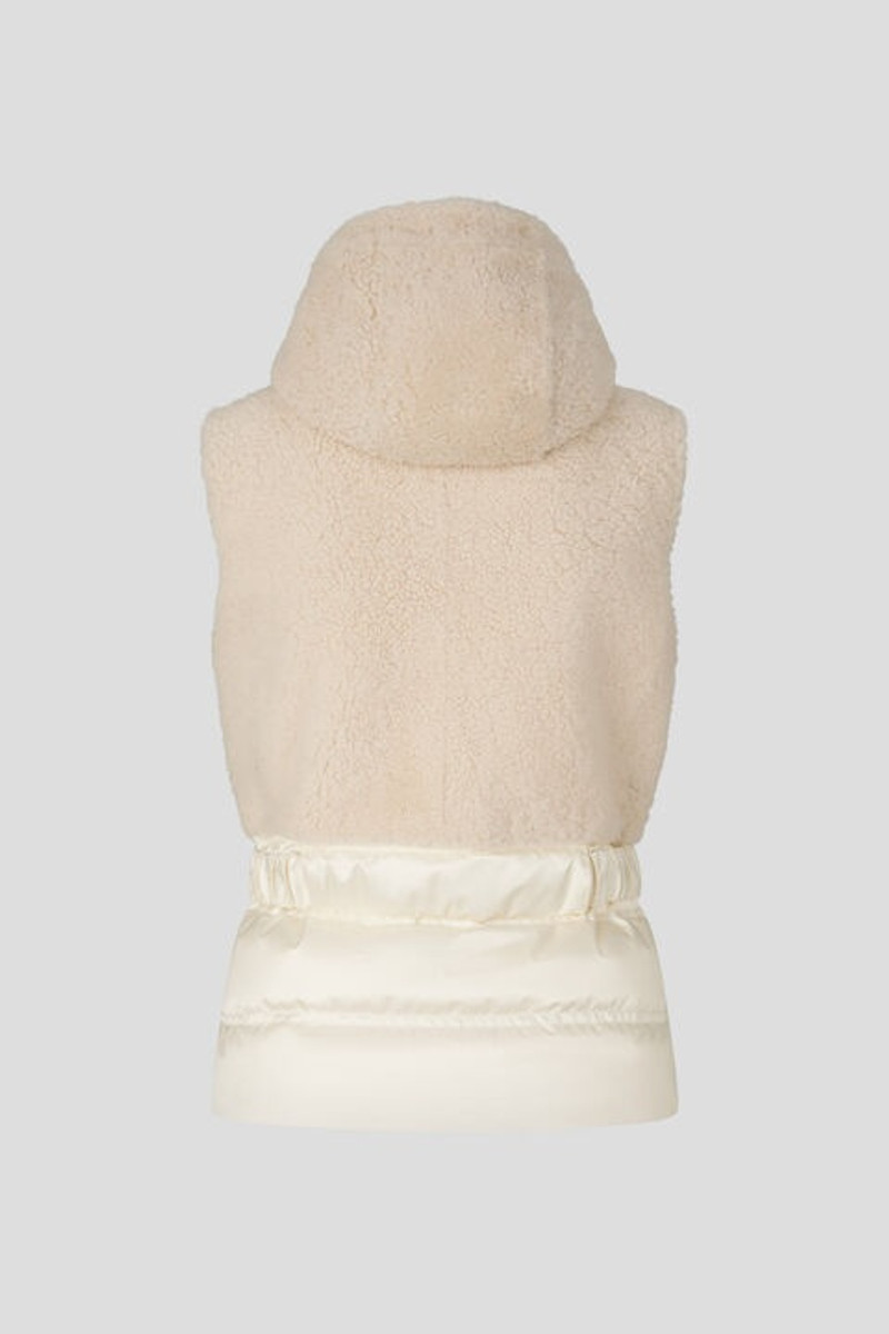 Minka lambskin and down vest in Off-white 6