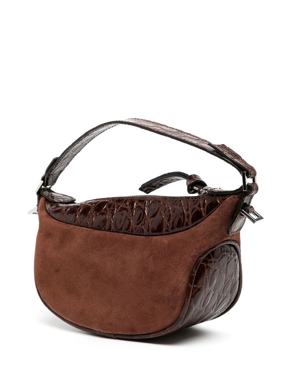 suede crocodile shoulder bag - 3