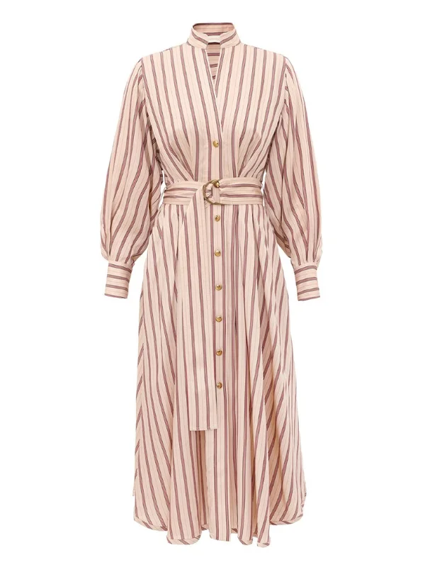 Valiant Tuck Shirt Dress in Cream Rose Stripe - 1