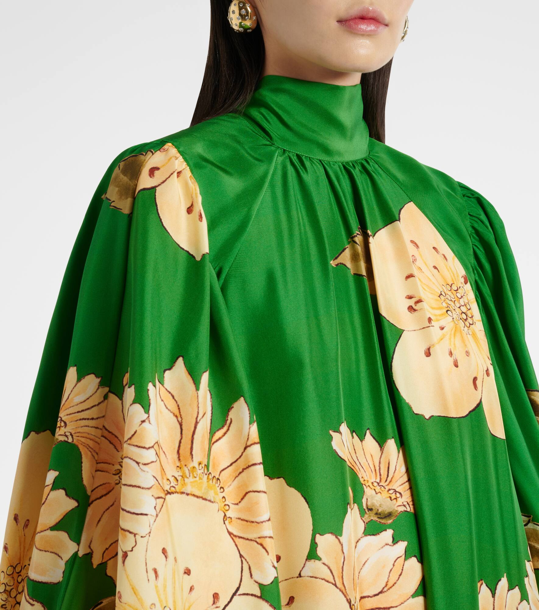 Sage floral silk midi dress - 4