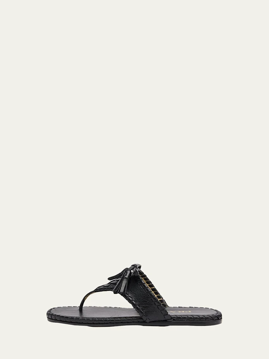 Sienna Threaded Leather Thong Sandals - 1
