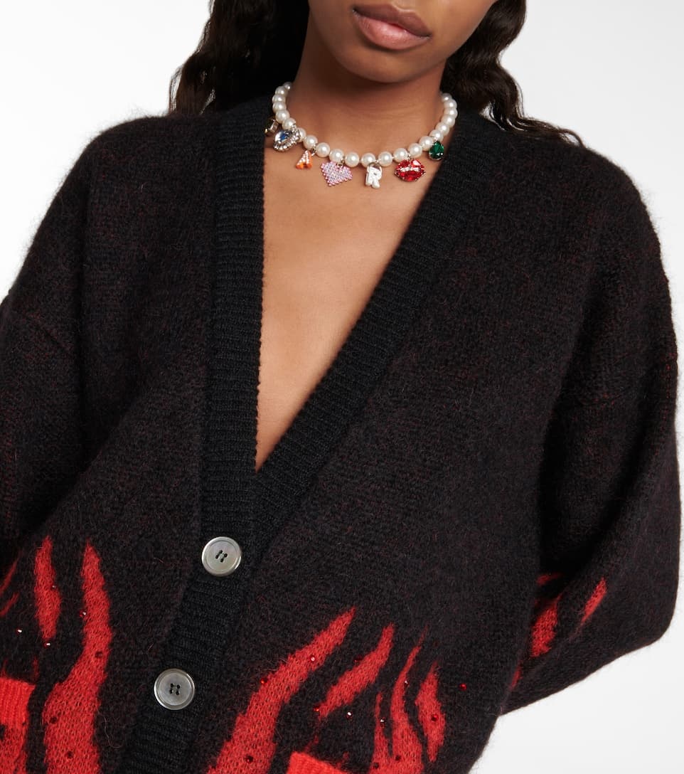 Embellished mohair-blend jacquard cardigan - 4