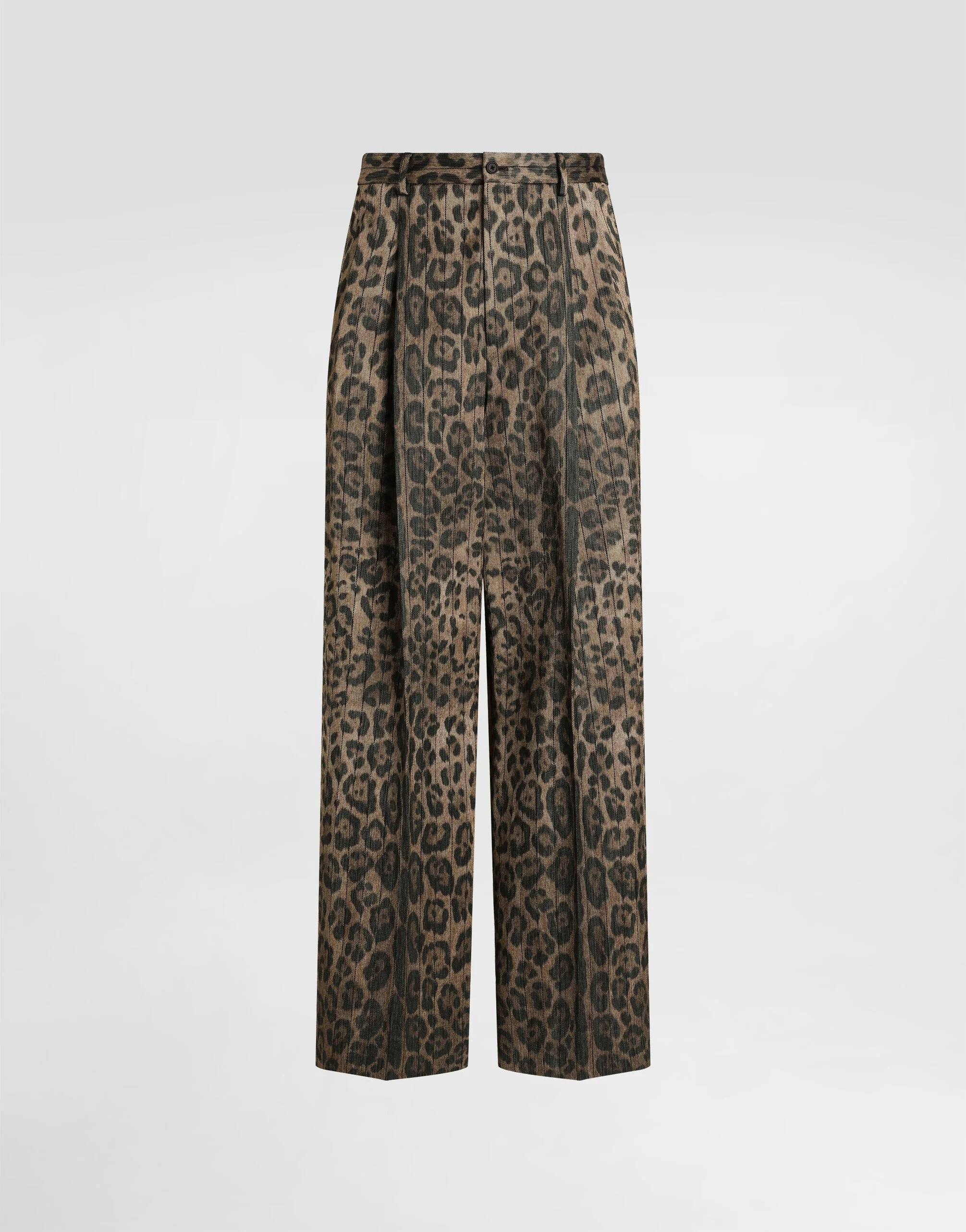 Leopard-print jacquard trousers - 1