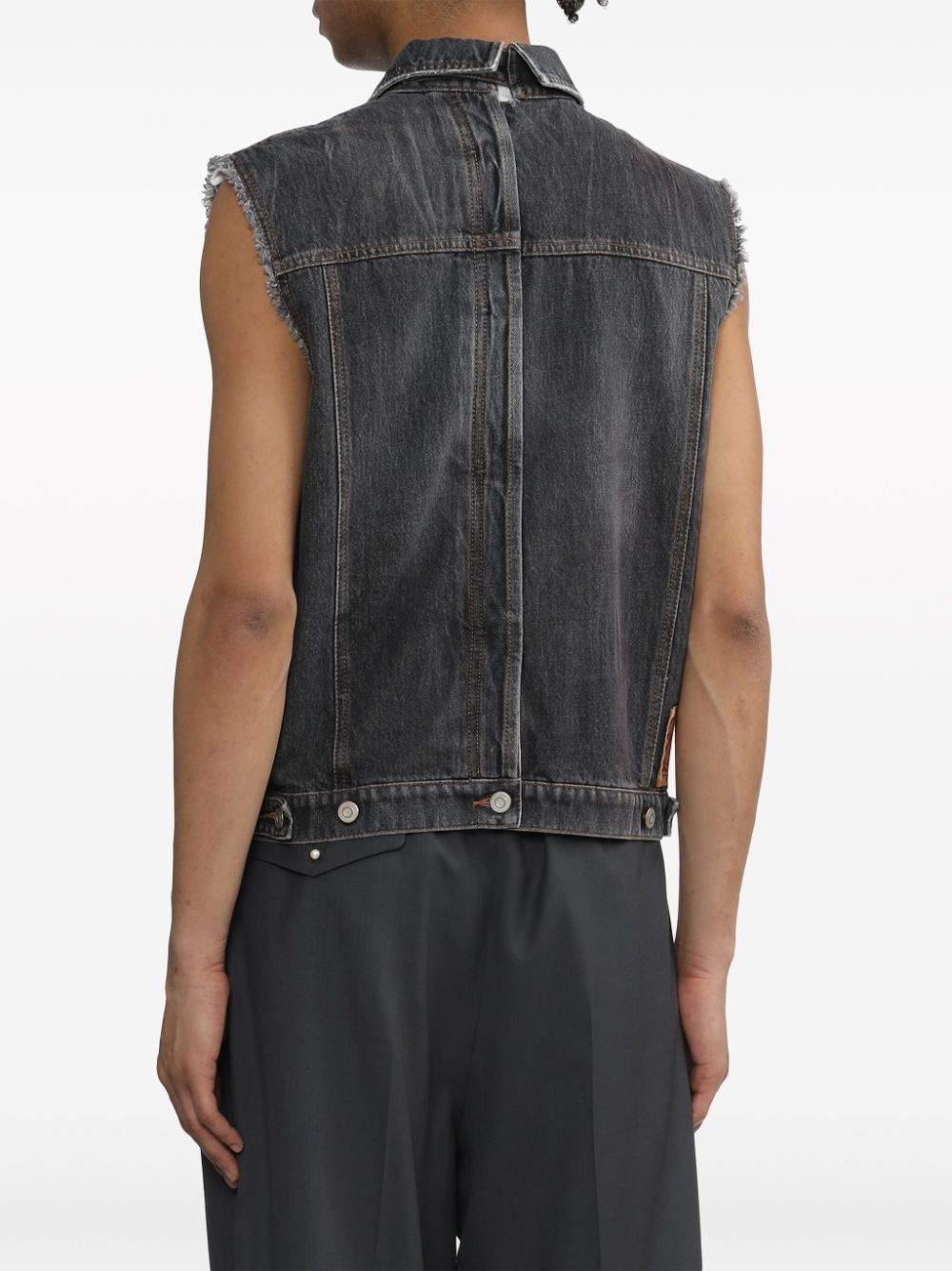 raw-edge denim vest - 6
