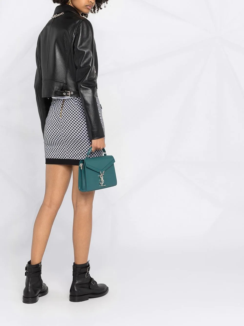 calf leather biker jacket - 6