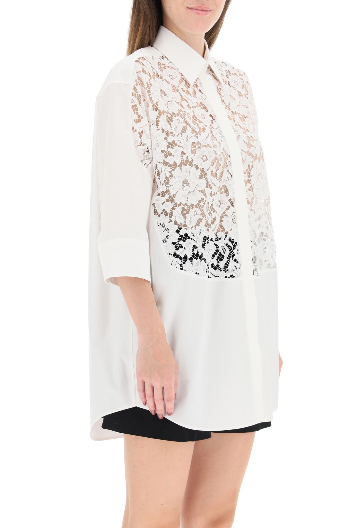 HEAVY LACE AND POPLIN SHIRT - 3