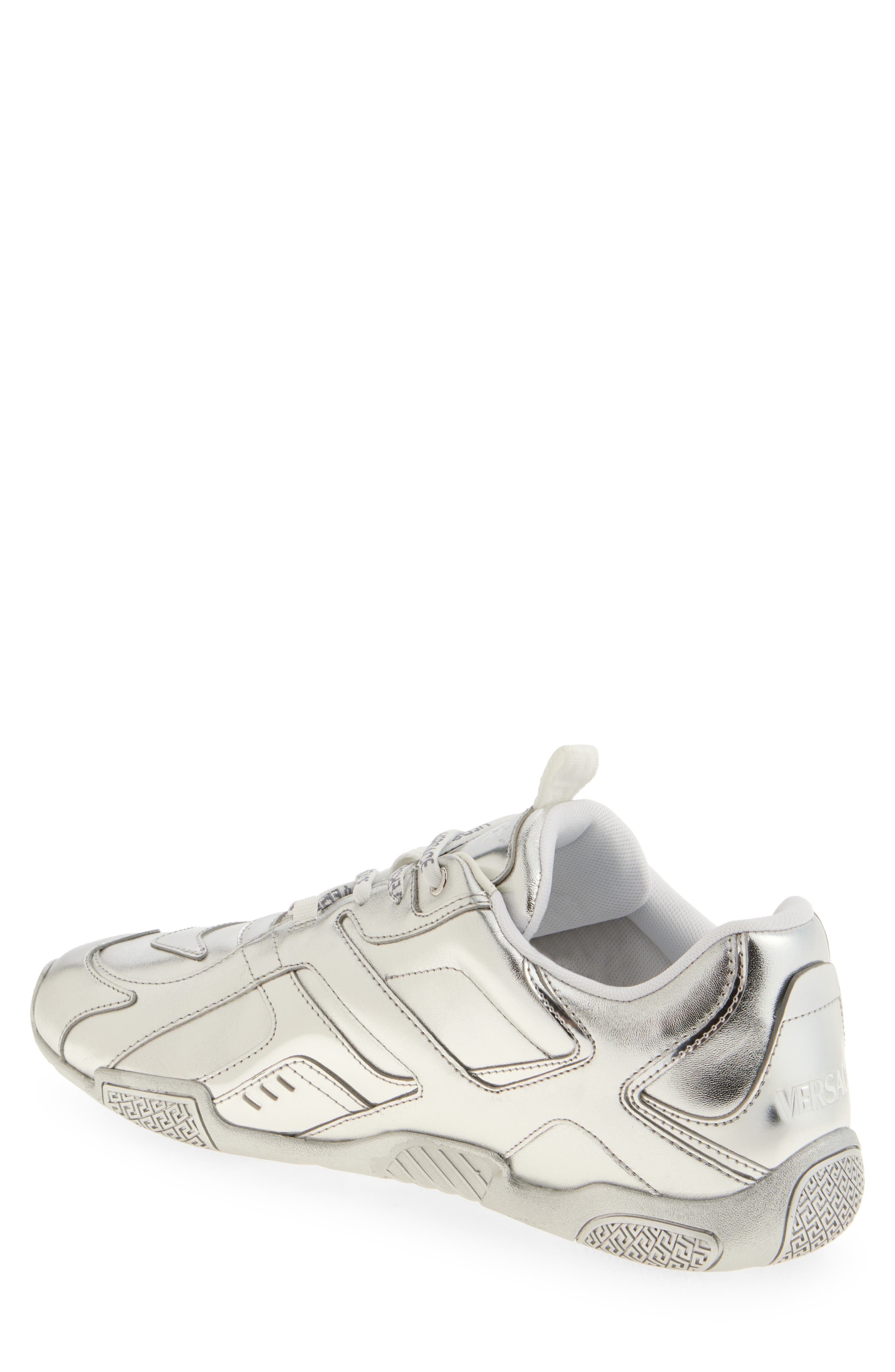 Versace Galaxia Metallic Leather Sneaker in Silver at Nordstrom - 2
