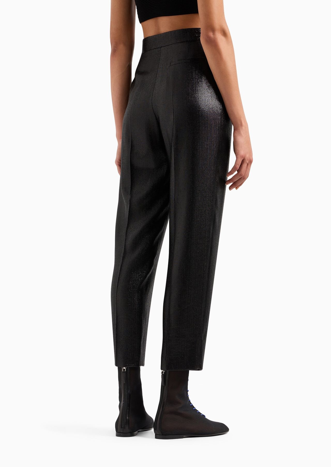 High-waisted trousers in fluid armure lurex - 3