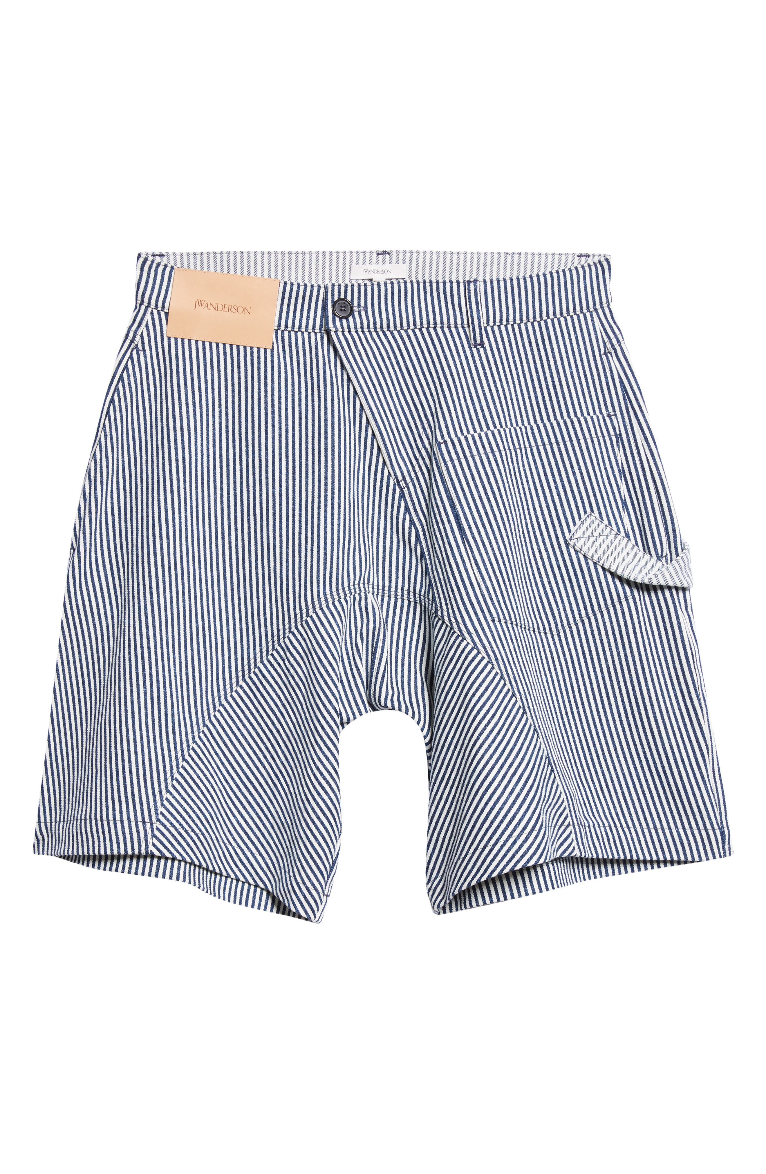 JW Anderson Twisted Workwear Stripe Shorts in Off White/Navy at Nordstrom - 1