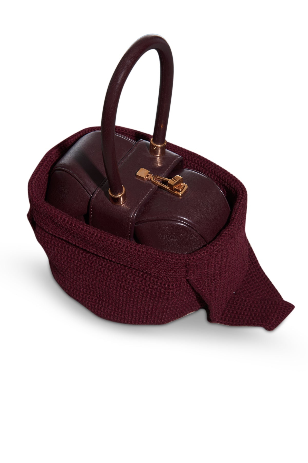 Crossover Knit Bag in Bordeaux Cashmere - 3
