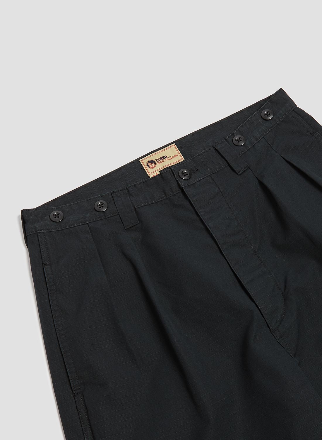 Pleated Chino Ripstop in Black - 6