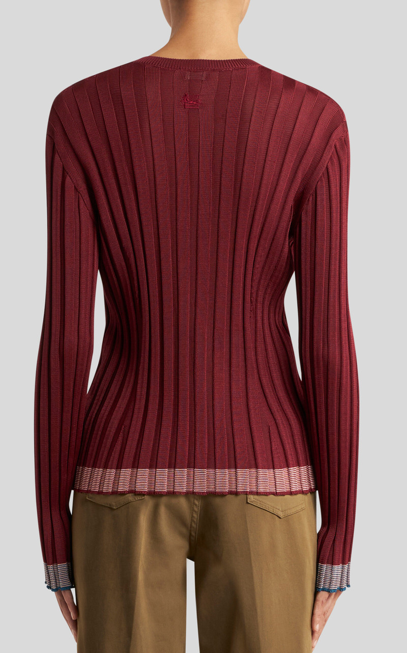 Ribbed-Knit Cardigan burgundy 4