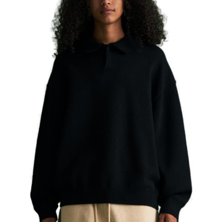 Fear of God Essentials FW23 Knit Polo Shirt 'Jet Black' 192BT232180F - 5