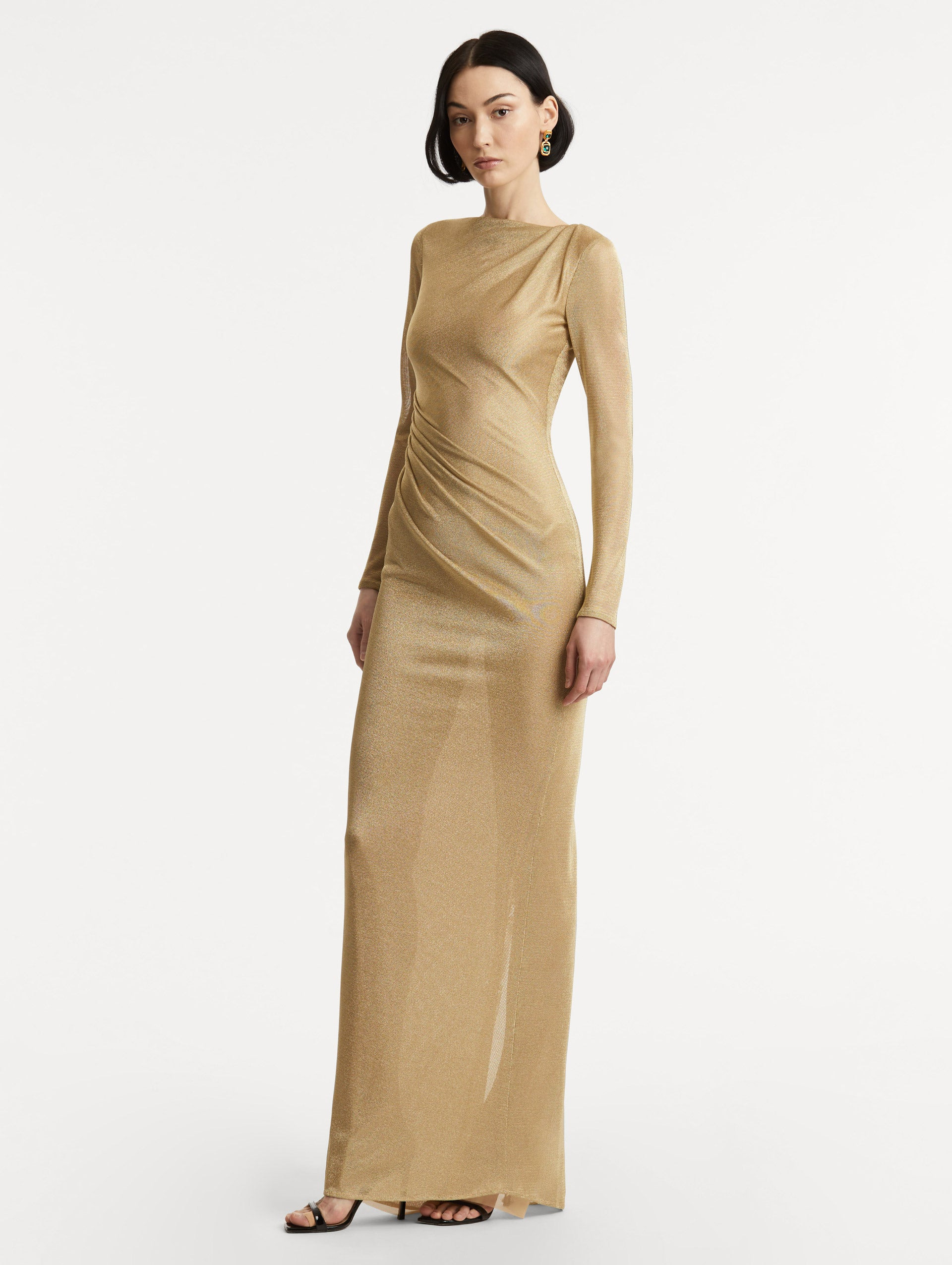 METALLIC JERSEY DRAPED GOWN - 4