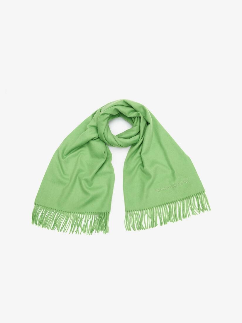 Women's Embroidered Stole in Acid Green - 2