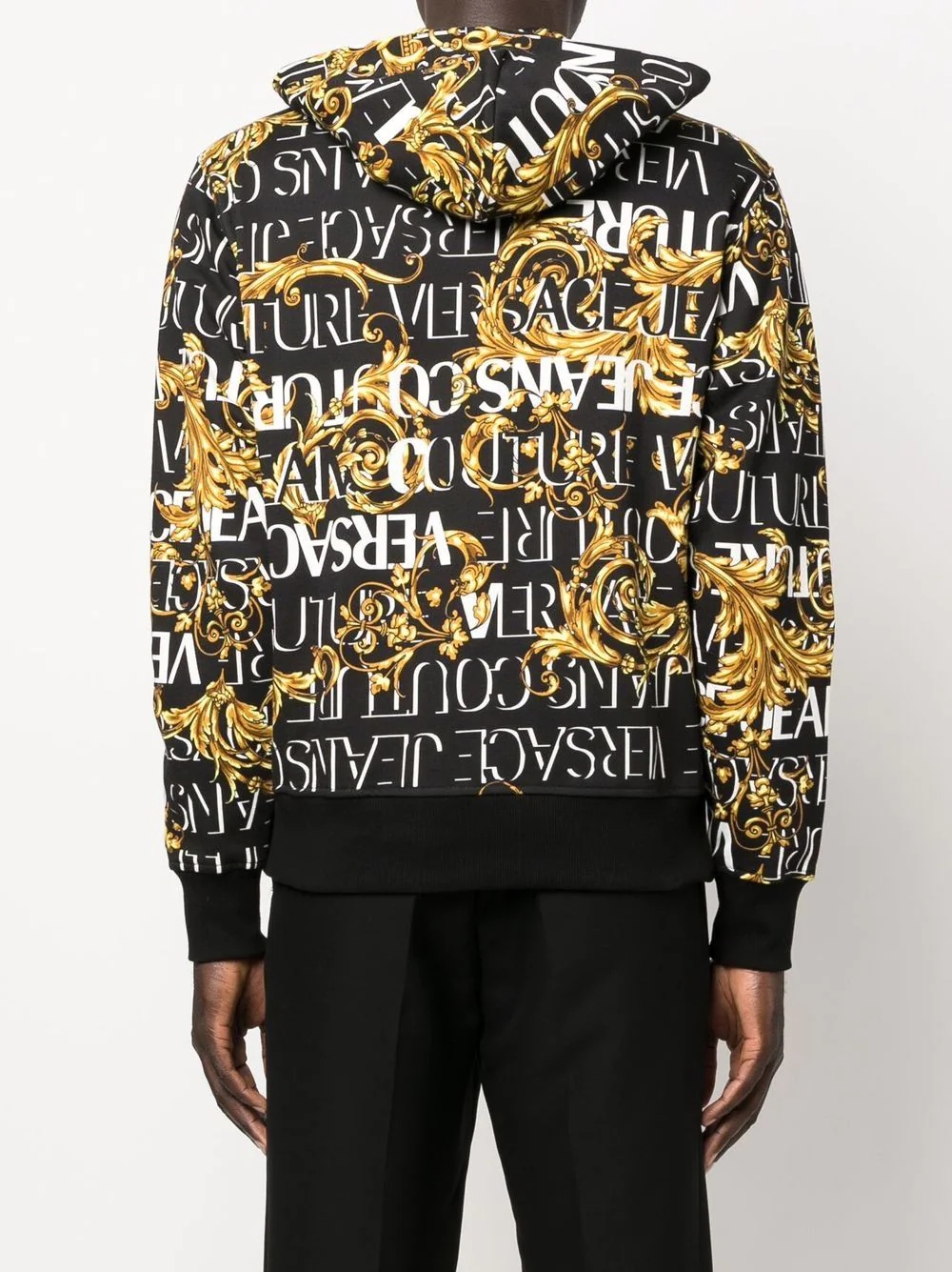 baroque-pattern print hoodie - 4