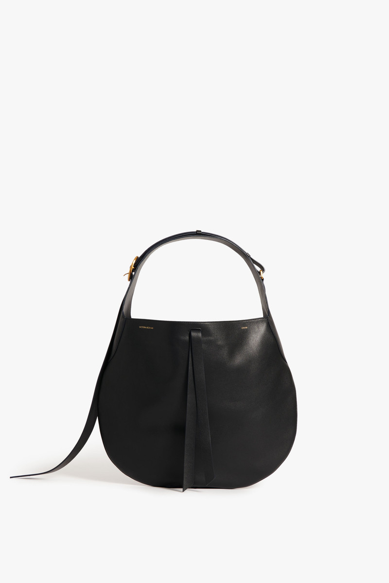 Large Half Moon Bag In Black Leather 1