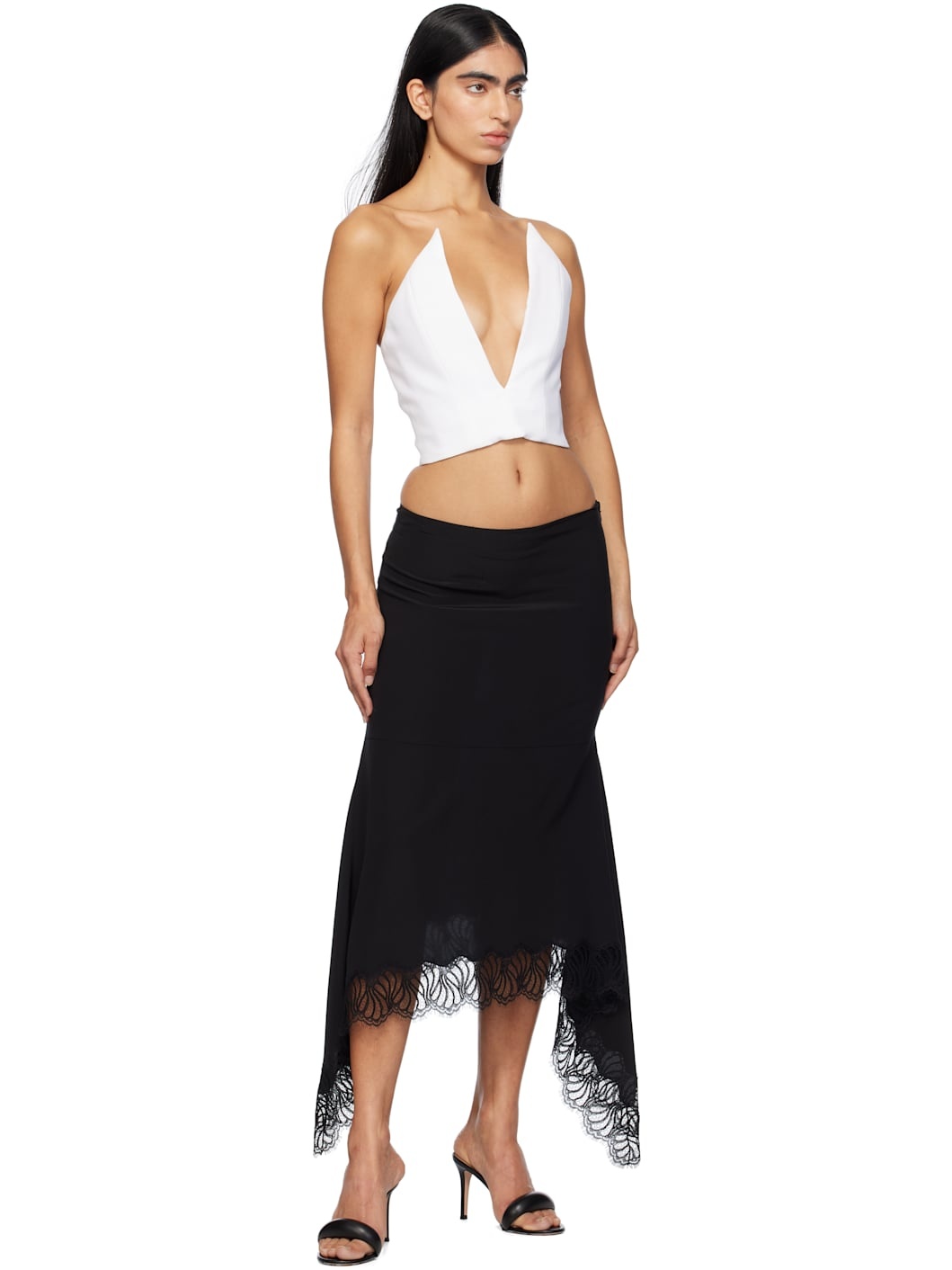 White V-Neck Corset Top - 4