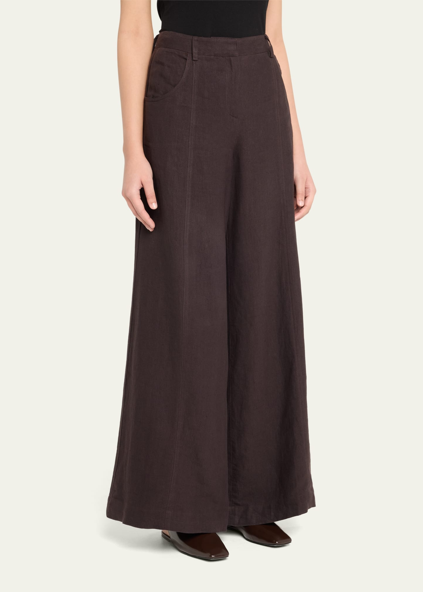 Dees Wide-Leg Linen Trousers - 4