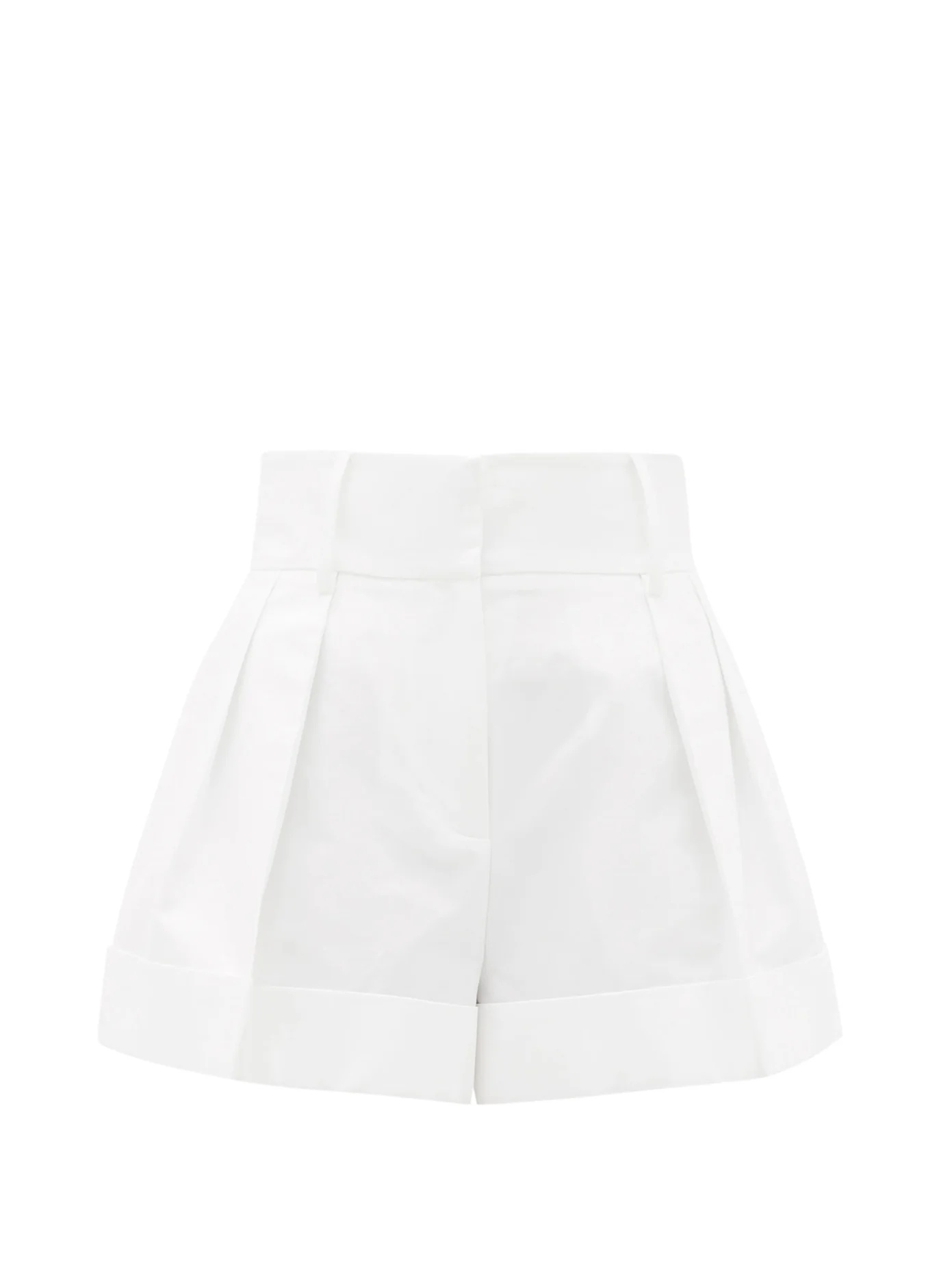 High-rise pleated cotton shorts - 1