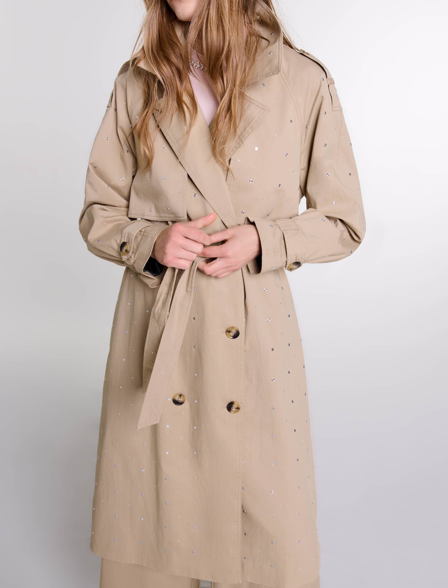 Studded elastic waist trench coat - 6