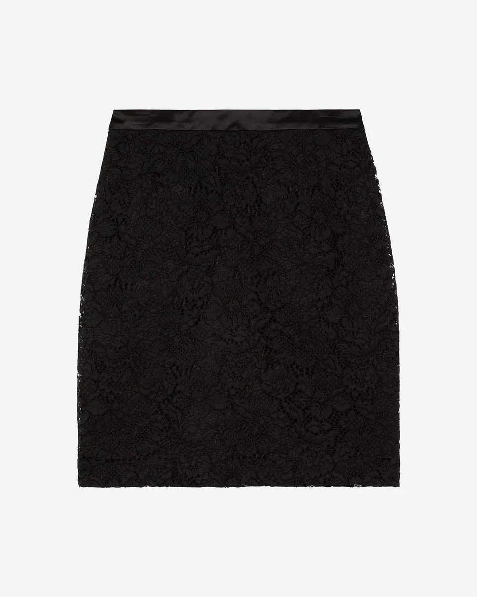 SHORT BLACK LACE SKIRT - 1