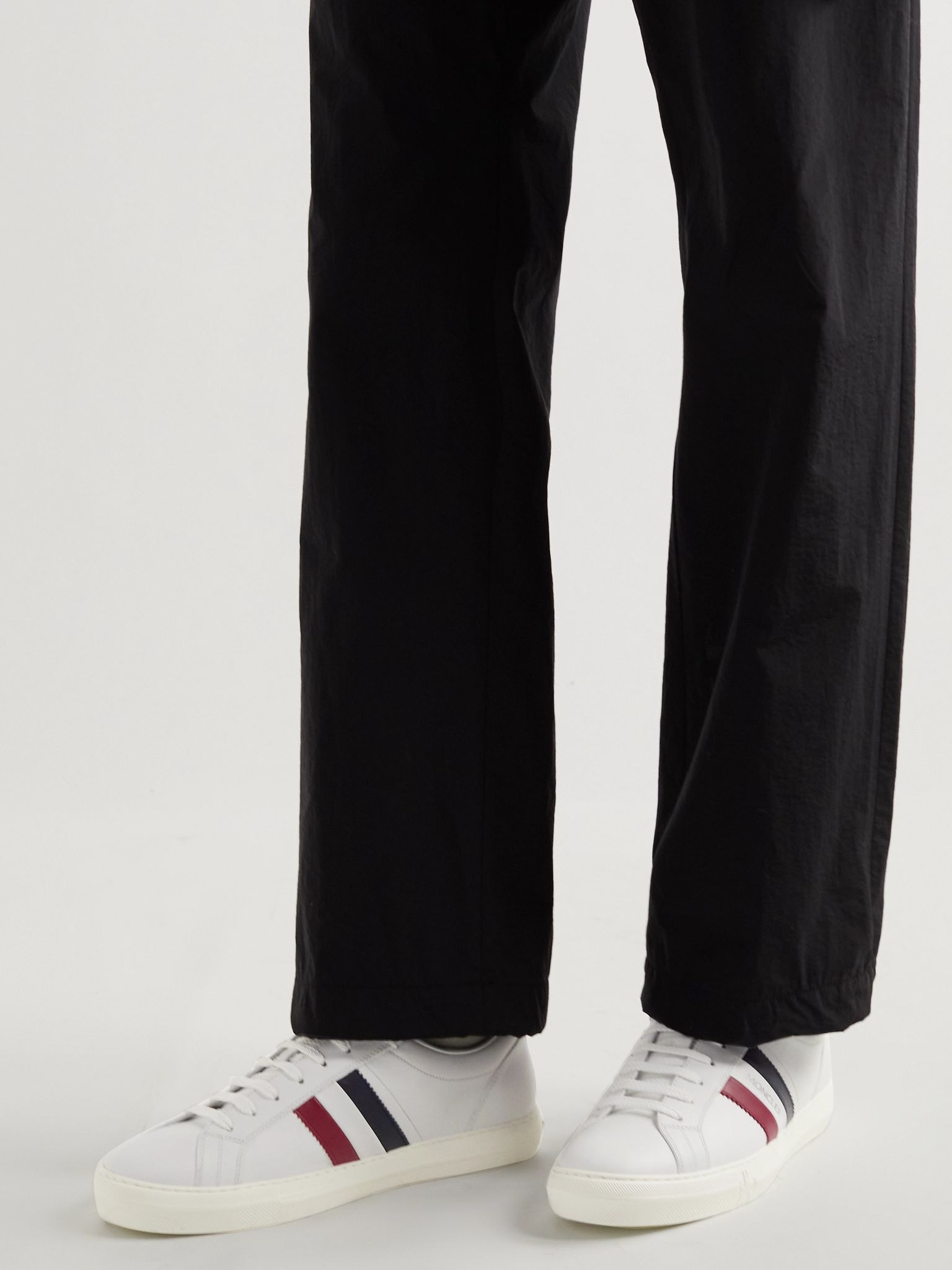 New Monaco Striped Leather Sneakers White - 3