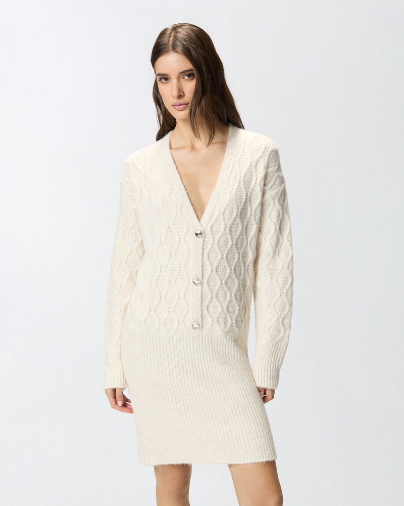 KNIT MINI DRESS WITH CABLE STITCH AND JEWEL BUTTONS 3