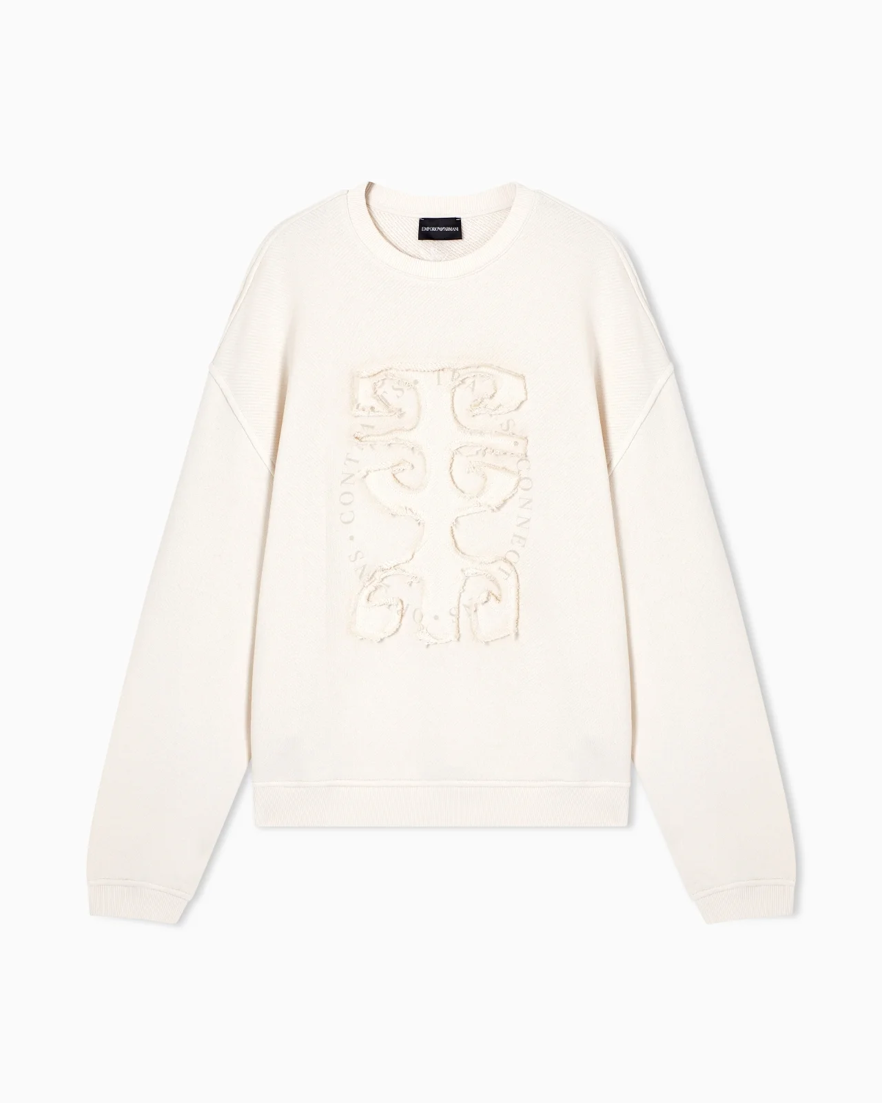 TWILL JERSEY SWEATSHIRT WITH RAW-CUT DECORATION - 1