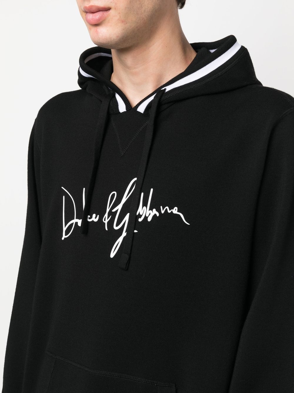 logo-print detail drawstring hoodie - 5