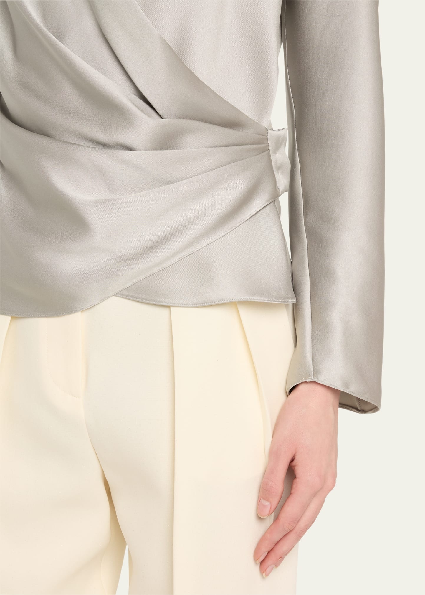 Draped Double Silk Wrap Shirt - 5