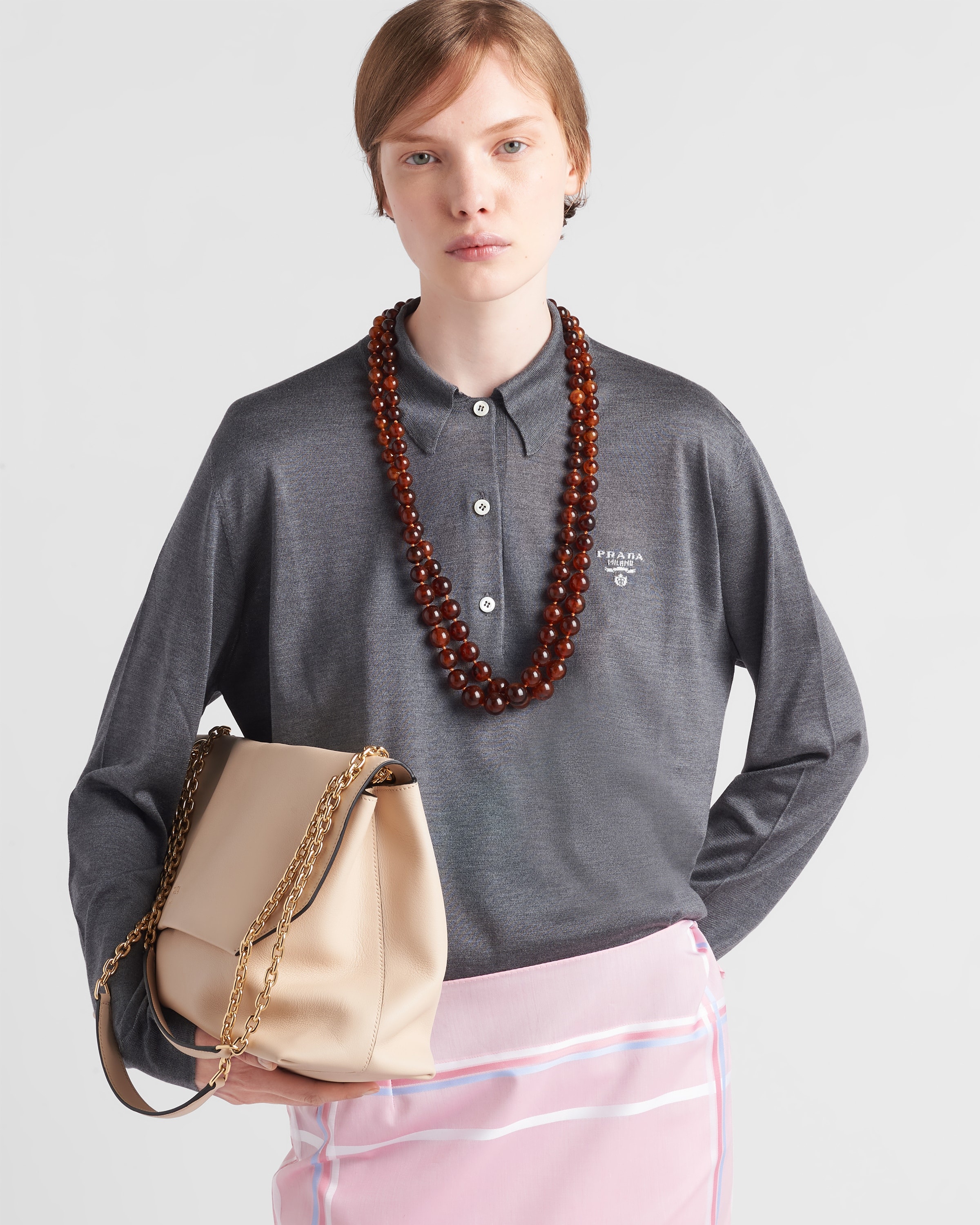 Long-sleeved silk polo shirt - 3