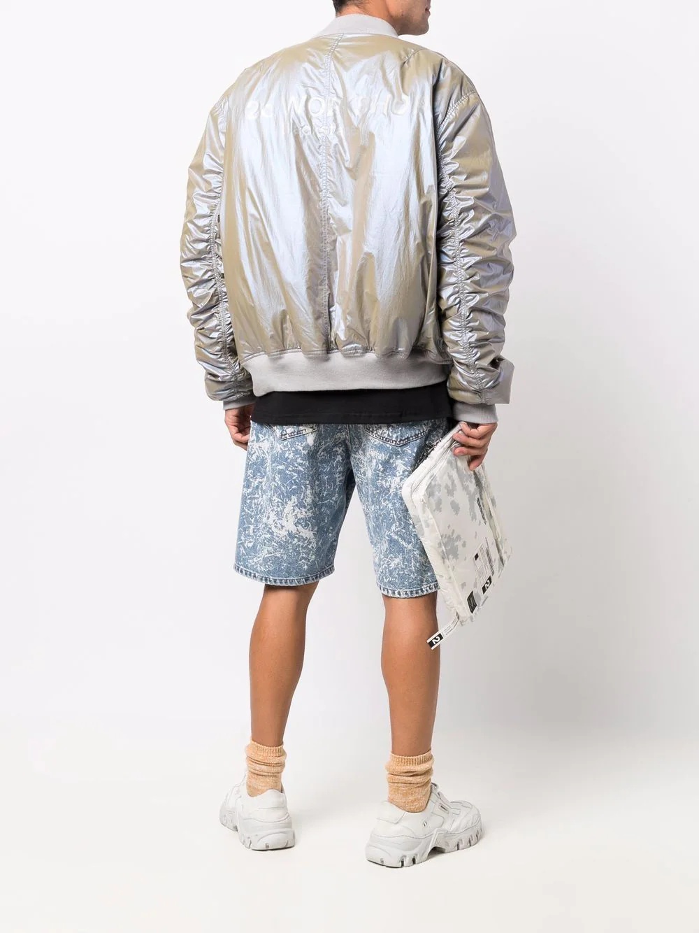 metallic-effect padded bomber jacket - 2