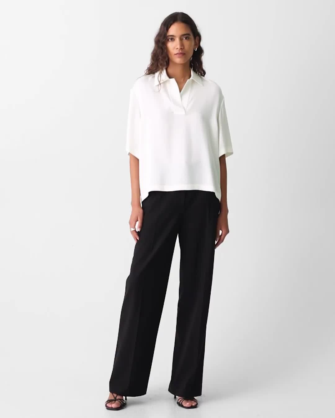 Oversized Polo Shirt in Silk Georgette - 7