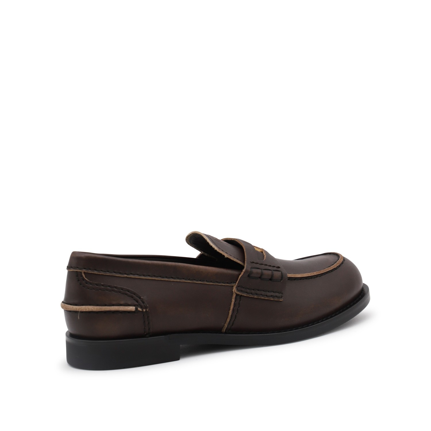 BROWN LEATHER LOAFERS - 4