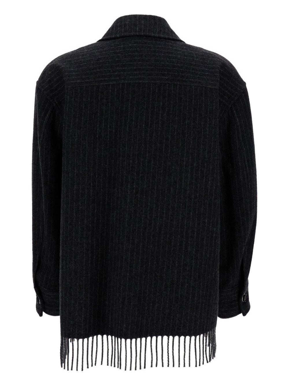 pinstripe fringed jacket - 3