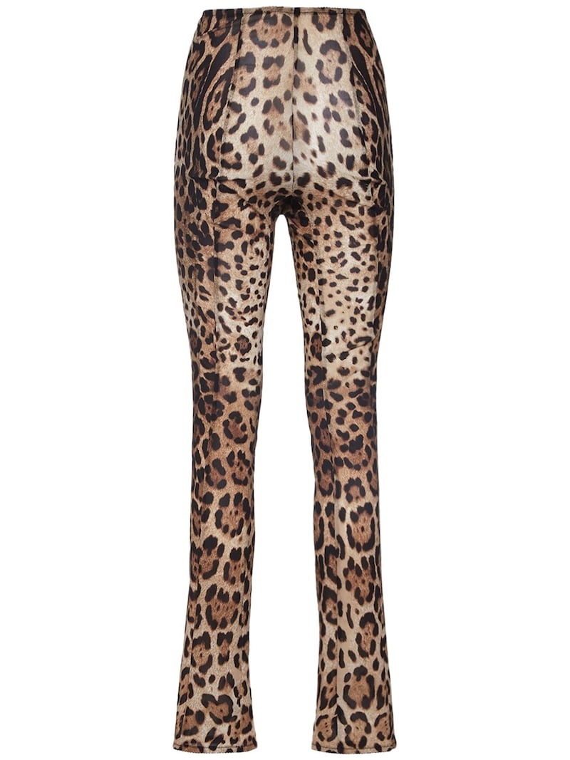 Leopard print stretch straight pants - 6