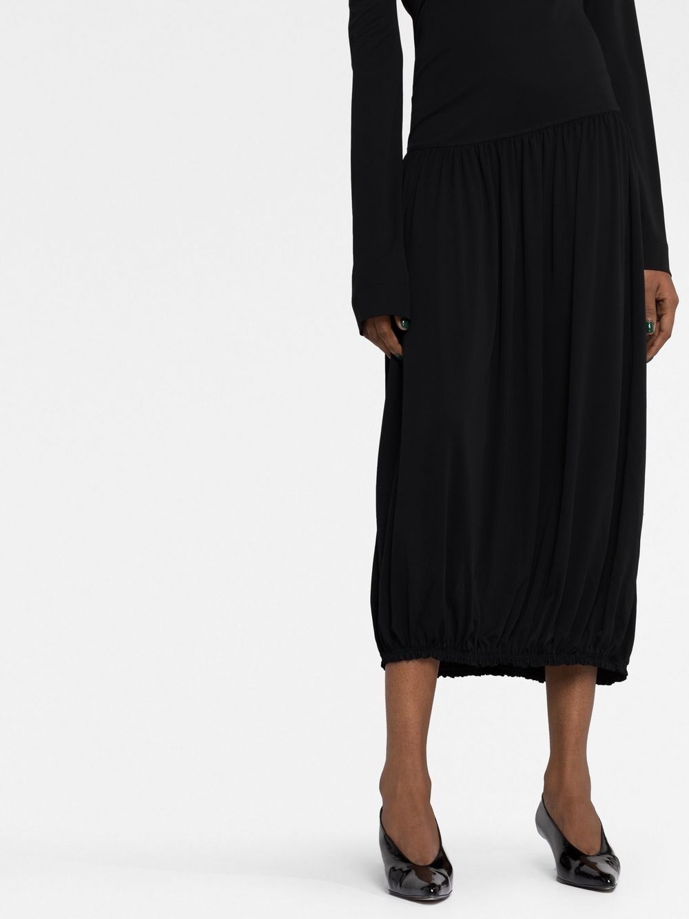 long-sleeve asymmetric midi dress - 5
