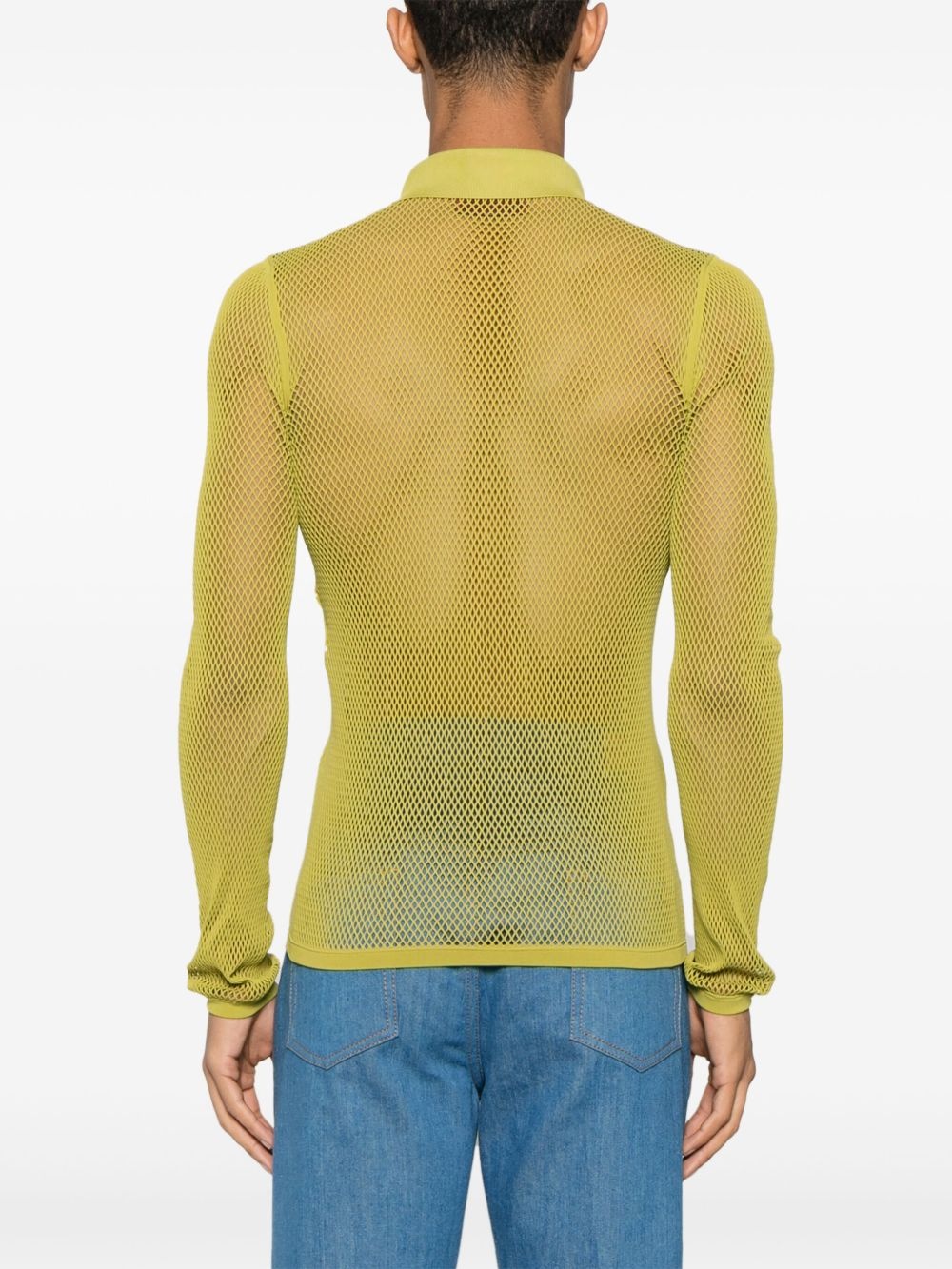 embossed mesh polo shirt - 4