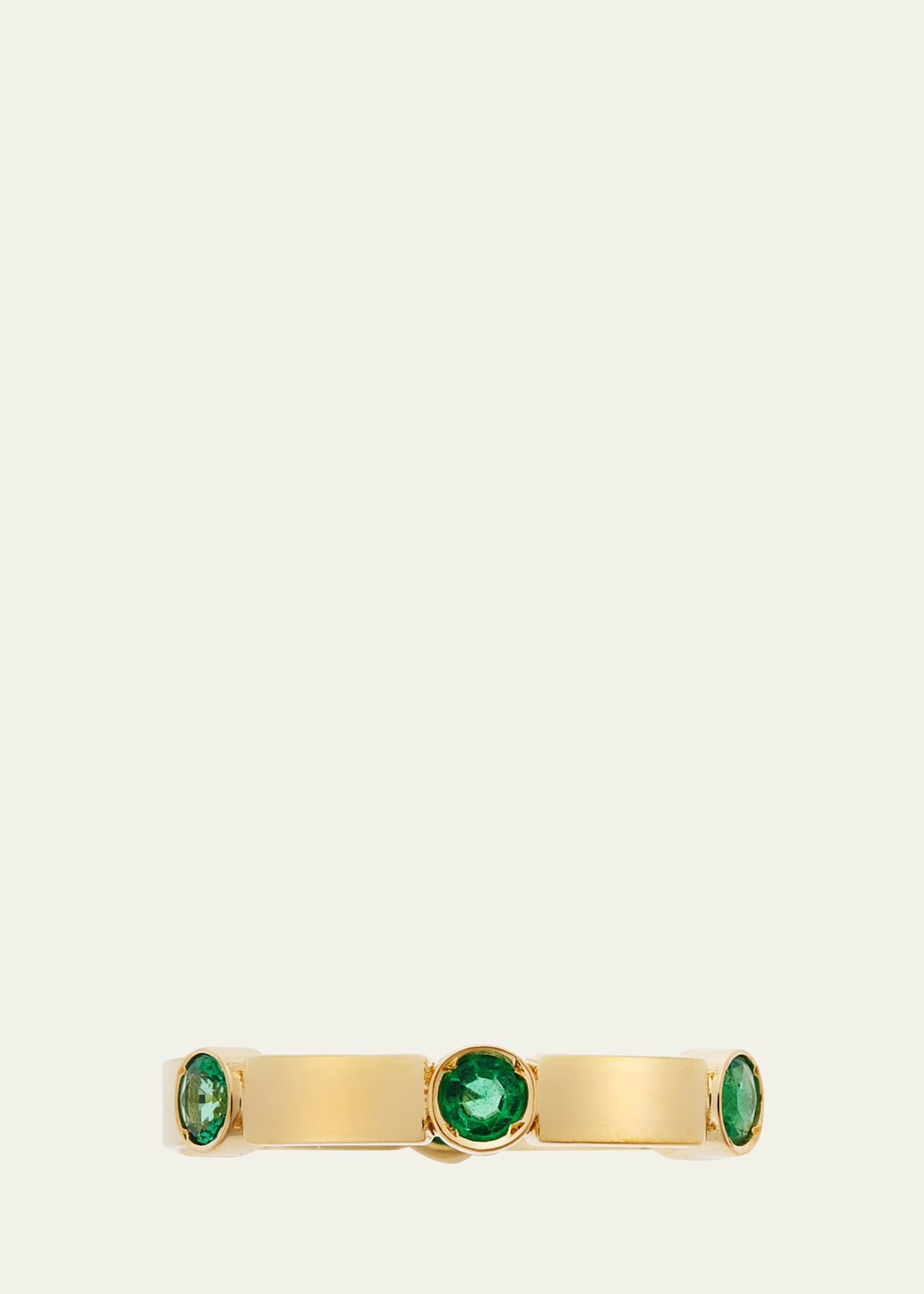 18K Yellow Gold Stepping Stones Stream Ring with Emeralds - 3