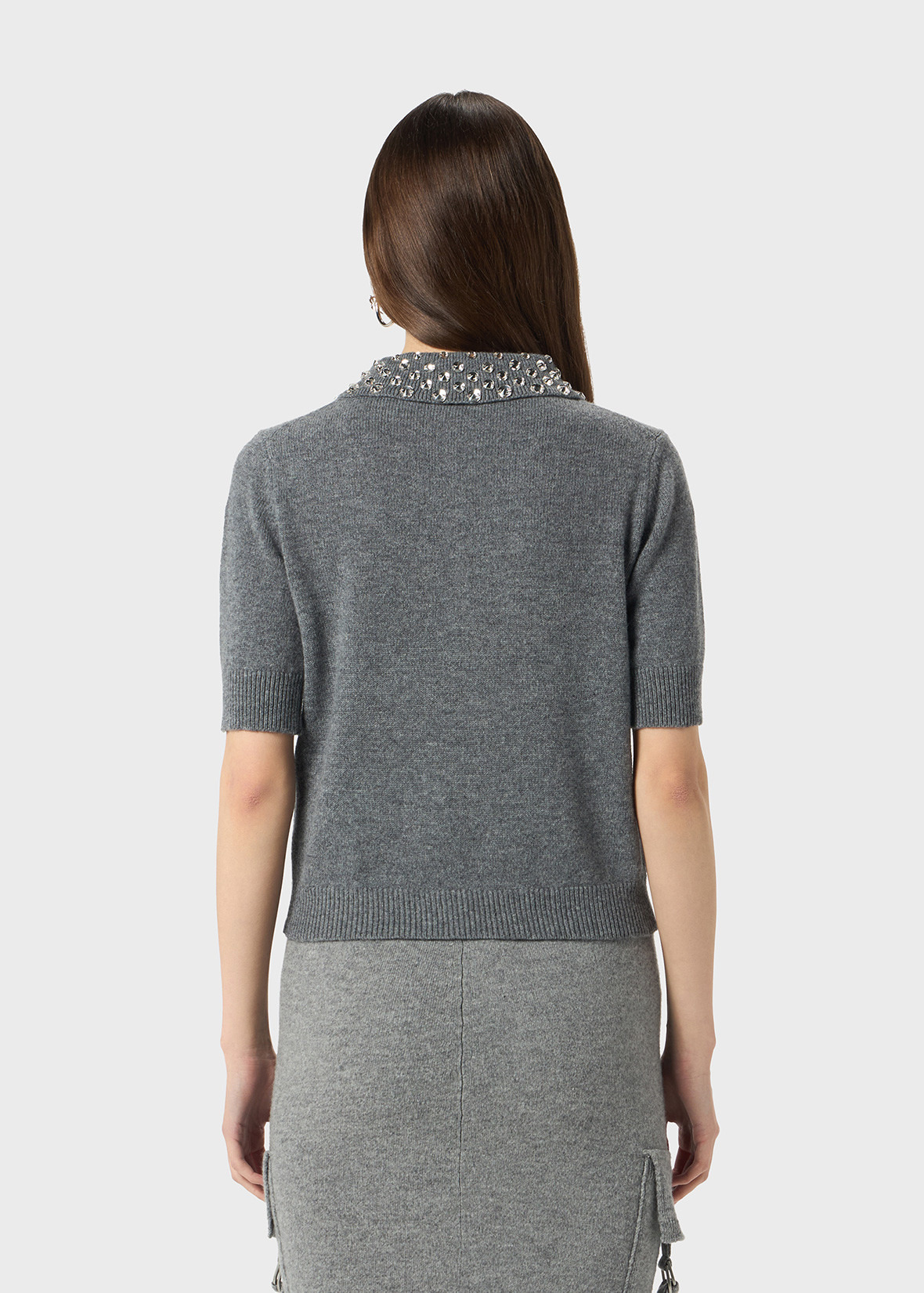 WOOL POLO SHIRT WITH GEM EMBROIDERY - 4