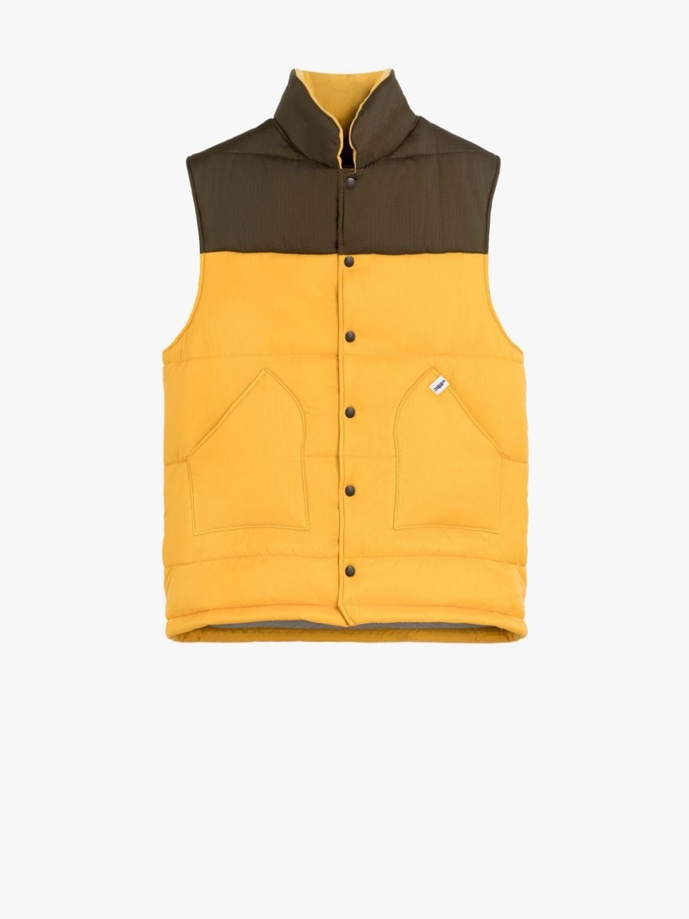 CONTRAST YELLOW & KHAKI NYLON GILET - 1