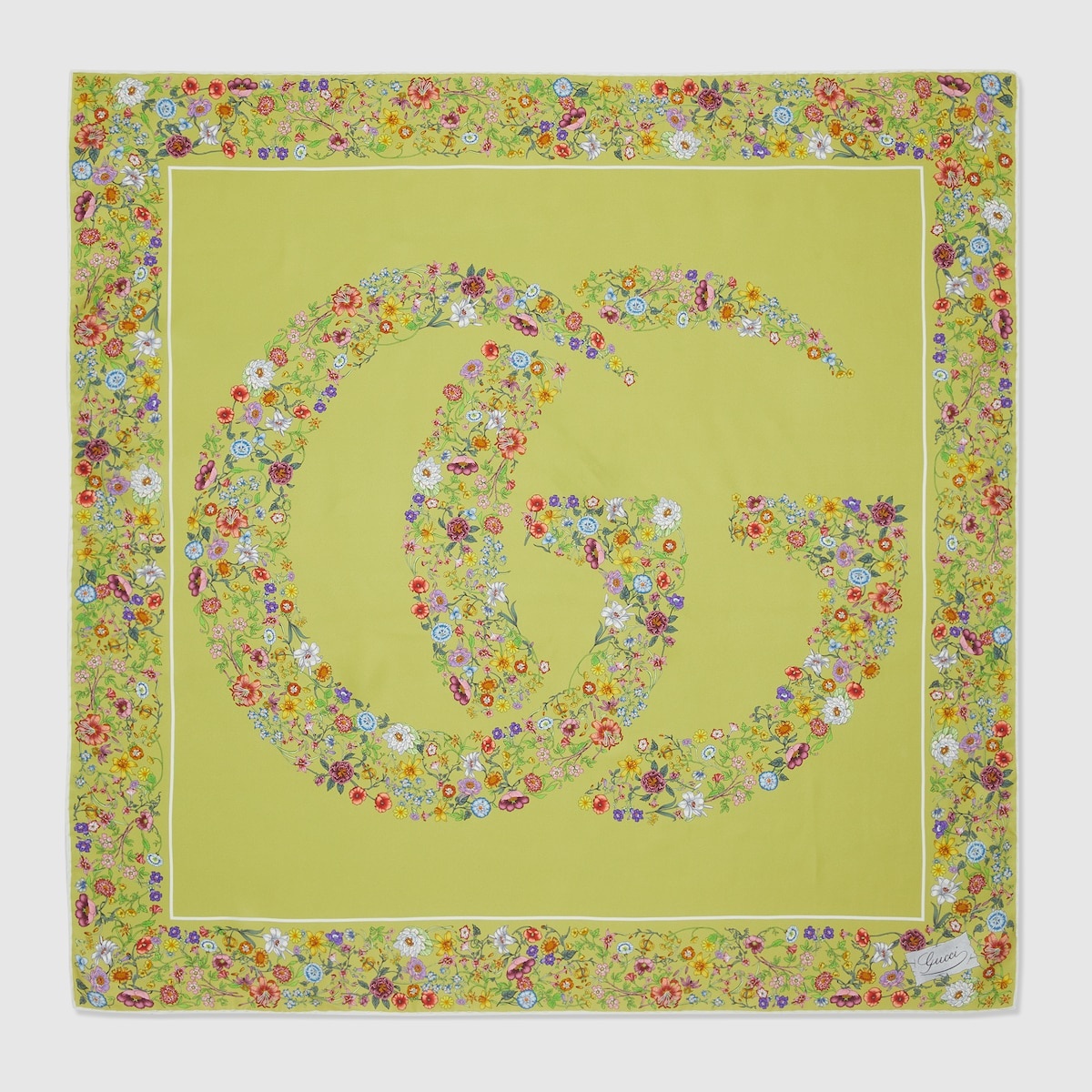 Double G floral print silk carré - 1