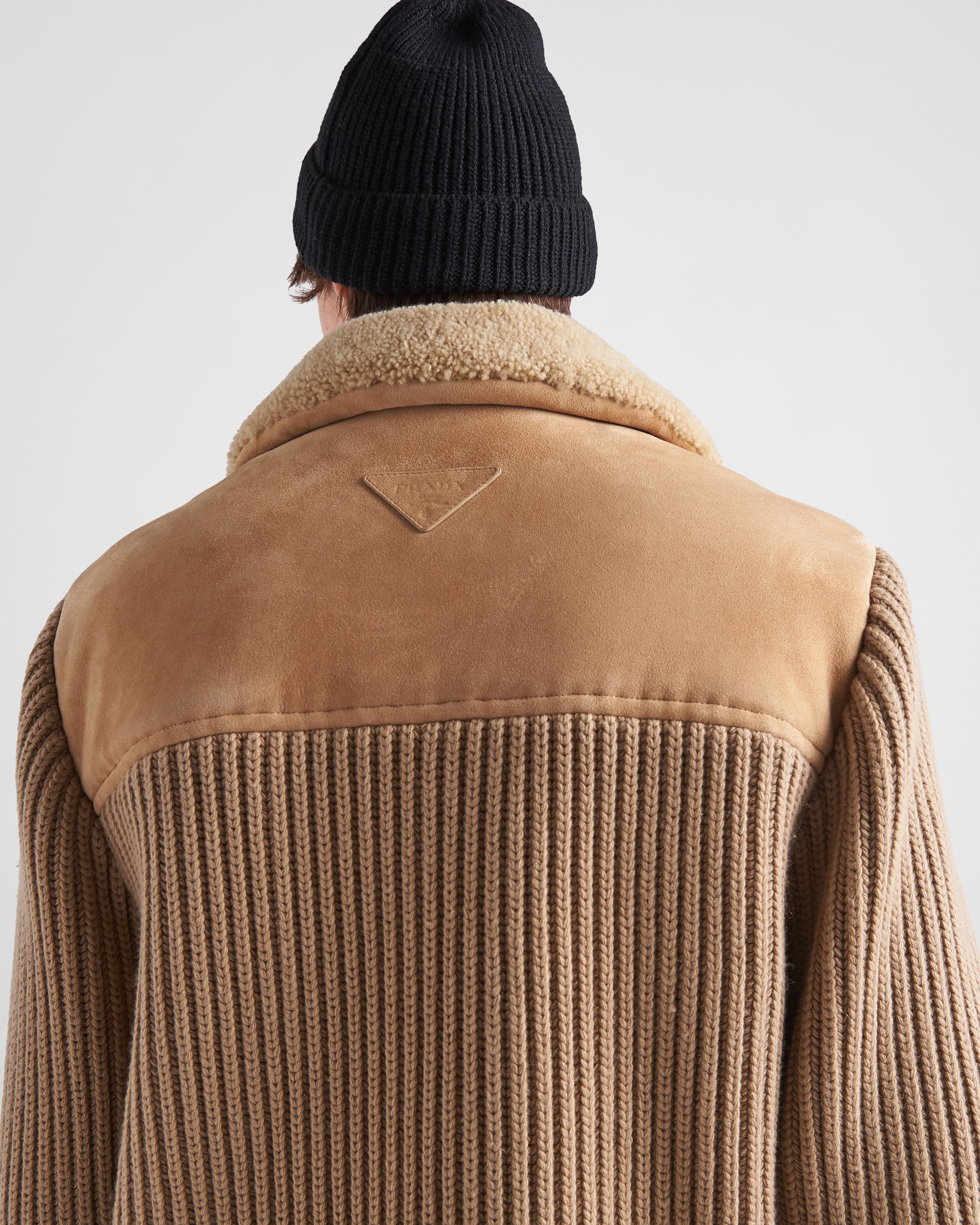 Shearling and knit jacket - 4