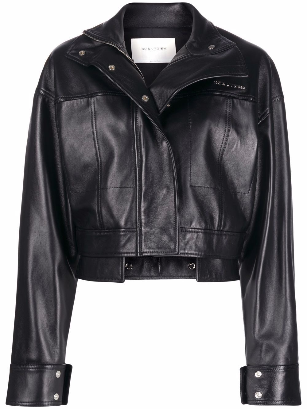 fitted leather jacket - 1