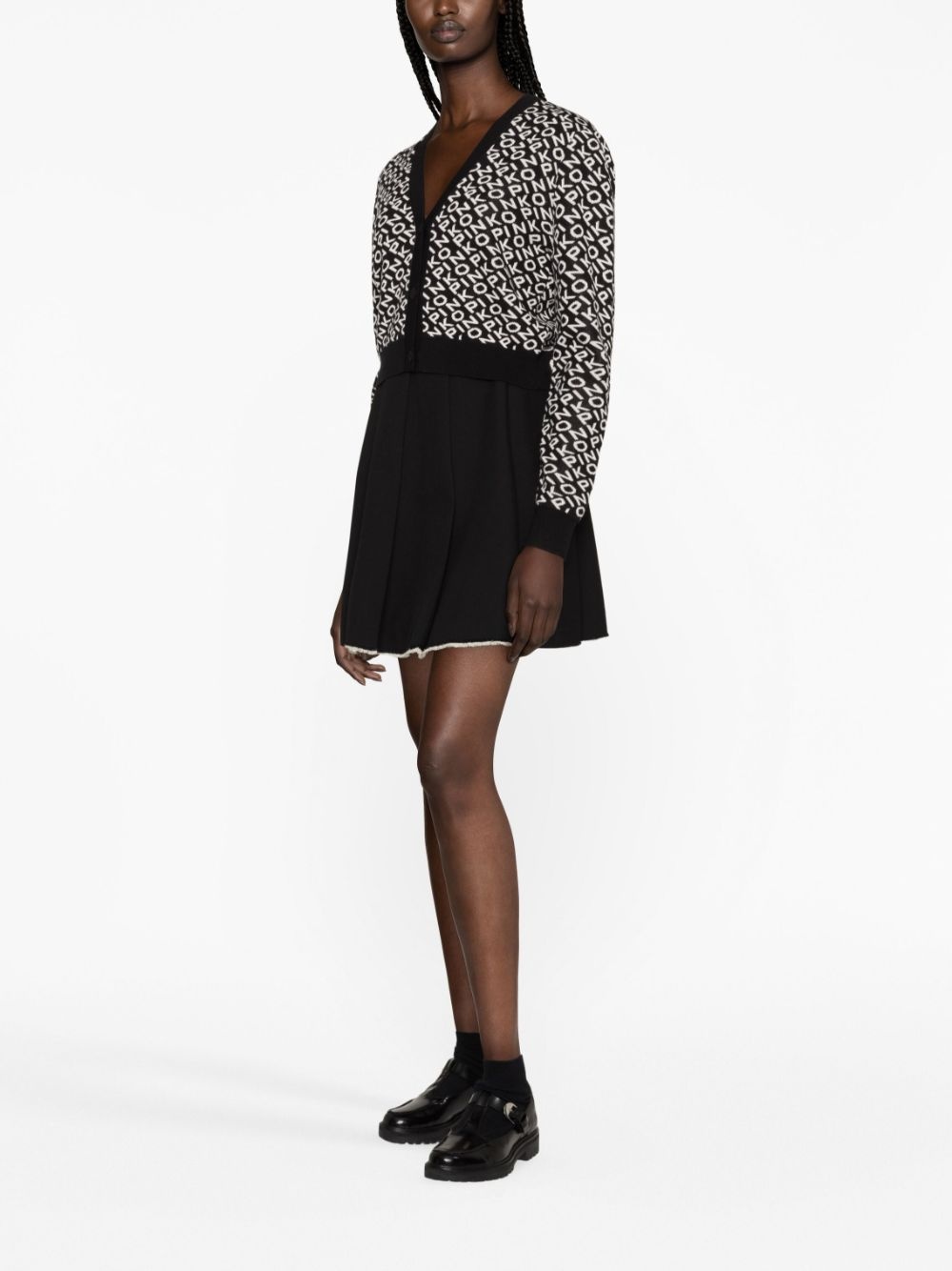 logo-jacquard cardigan - 4